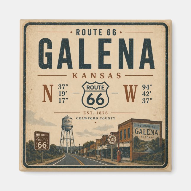 Aimant Route Historique 66 de Galena Souvenir (Devant)