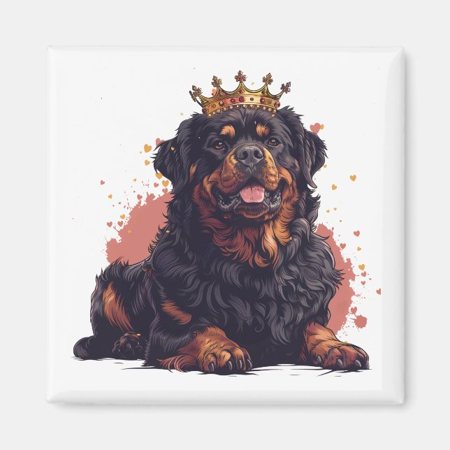 Aimant Royal Rottweiler Dog Queen Crown (Devant)