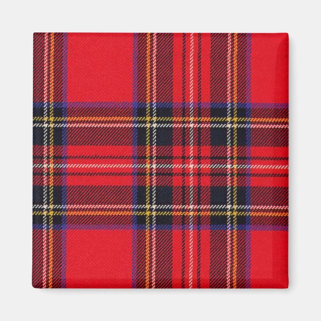 Aimant Royal Stewart tartan red black plaid (Devant)