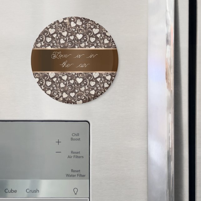 Aimant Ruban de cœurs crème marron   (In situ (réfrigérateur))