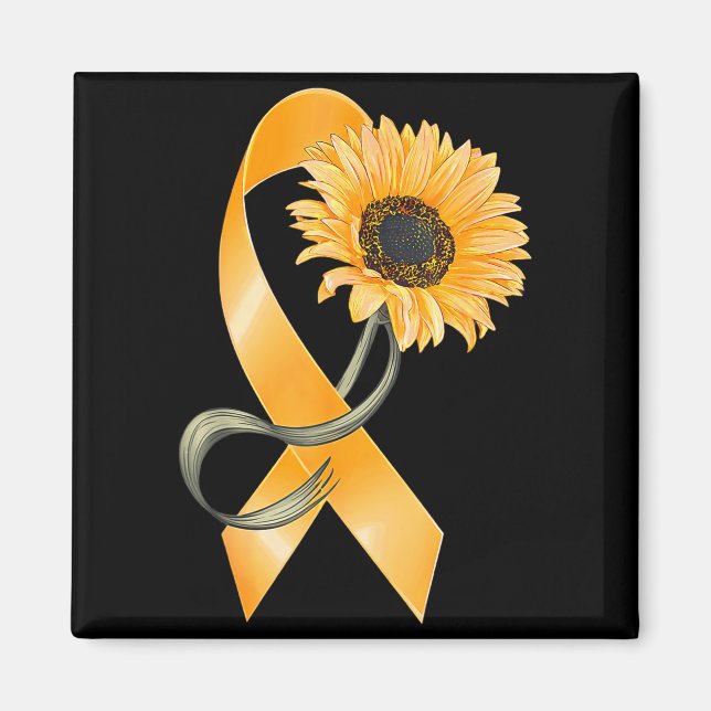 Aimant Ruban de tournesol orange de sensibilisation à la  (Devant)