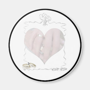 Aimant Ruban et anneaux avec couple Mariage