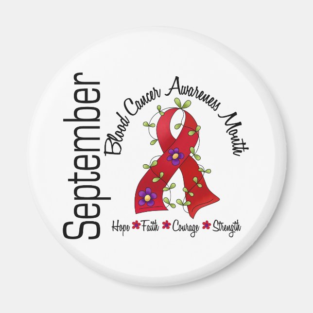 Aimant Ruban Fleur du mois de sensibilisation au cancer d (Devant)