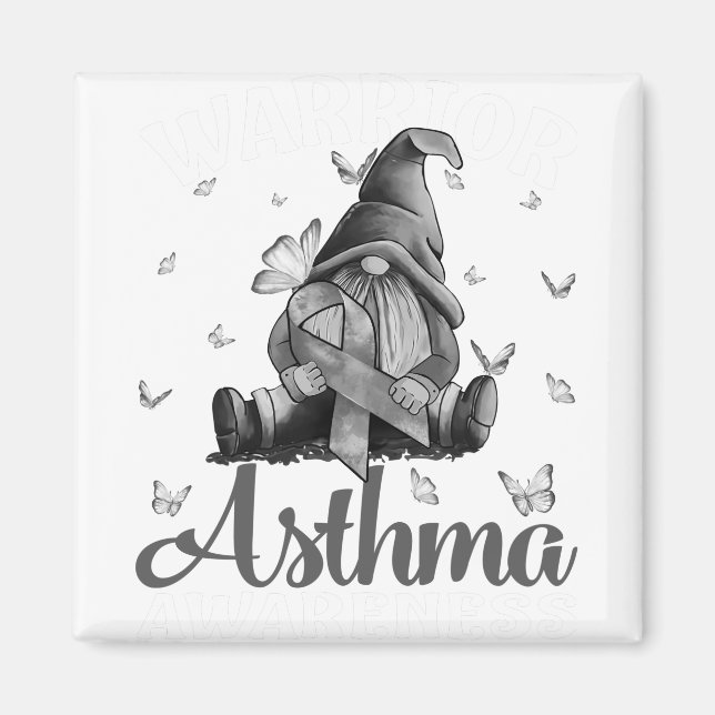 Aimant Ruban gris Asthme Sensibilisation Papillon guerrie (Devant)
