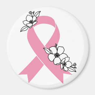 Aimant Ruban rose aux fleurs
