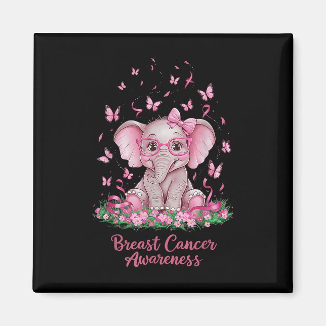 Aimant Ruban rose Cancer du sein Sensibilisation Cure Ele (Devant)