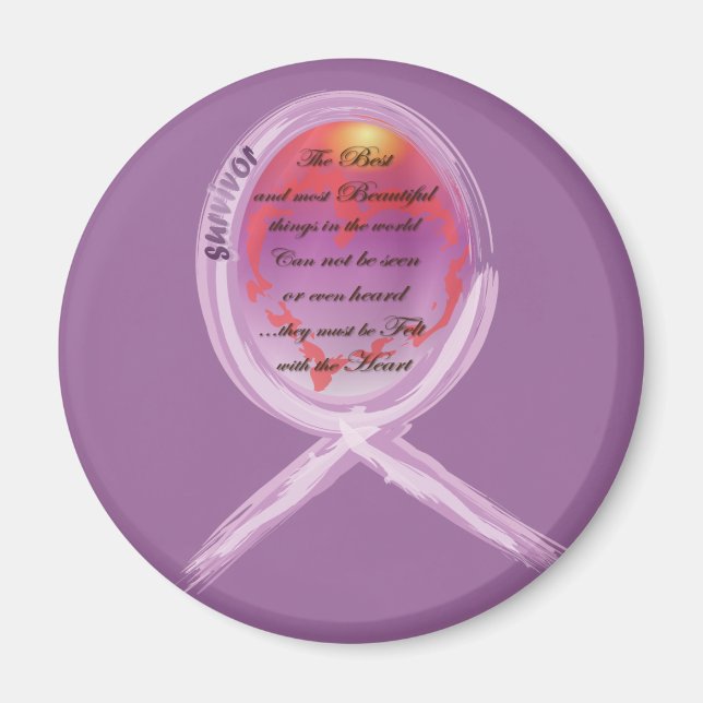 Aimant Ruban Violet Survivant Avec Inspiration Dit (Devant)