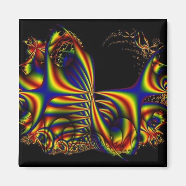Aimant Rubans | Arc-en-ciel Fractal Art (Devant)