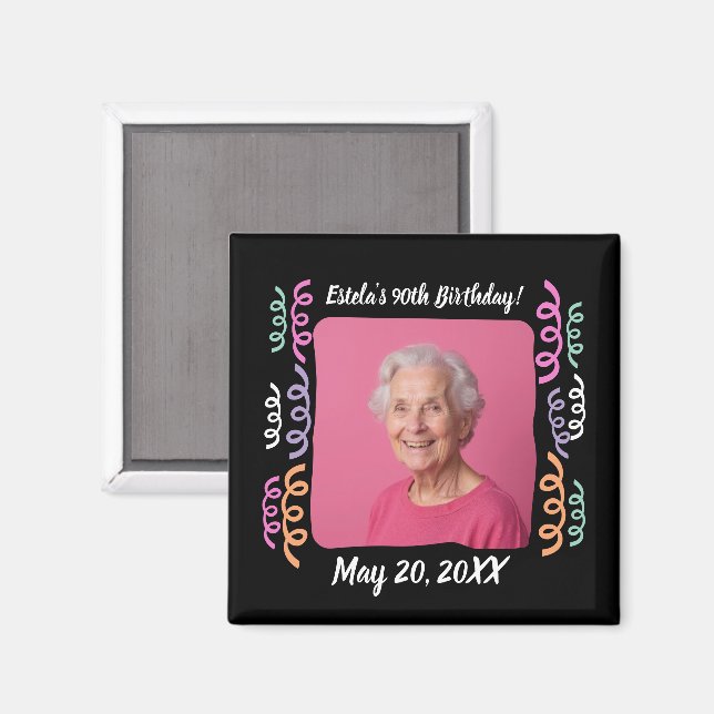 Aimant Rubans personnalisés pour 90e anniversaire (Recto/Verso)