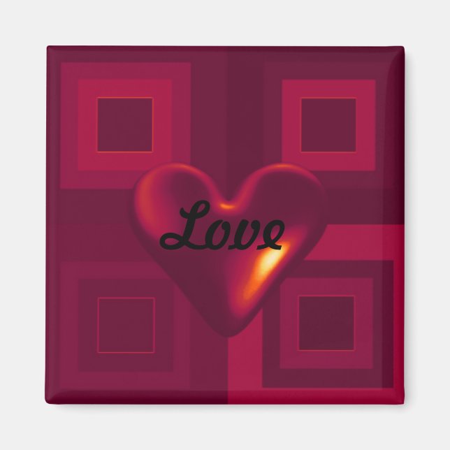 Aimant Ruby Red Puffy Heart (Devant)