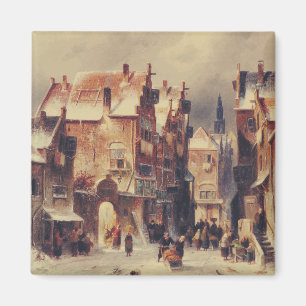 Aimant Rue enneigée à Haarlem par Charles Leickert