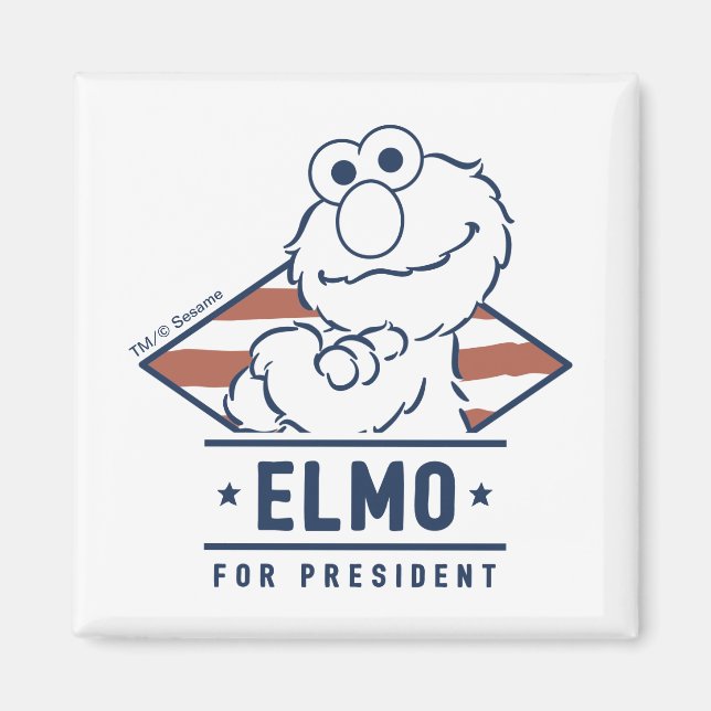 Aimant Rue Sésame | Elmo pour Président Vintage (Devant)