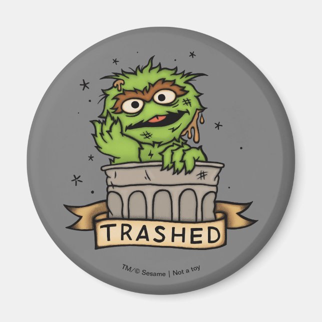 Aimant Rue Sésame | Oscar the Grouch Trashed (Devant)