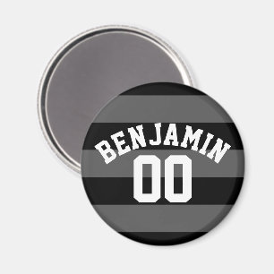 Aimant Rugby argenté noir et gris Numéro de nom