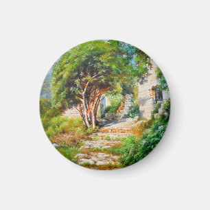 Aimant Ruines anciennes avec arbre éclairé - Peinture à l