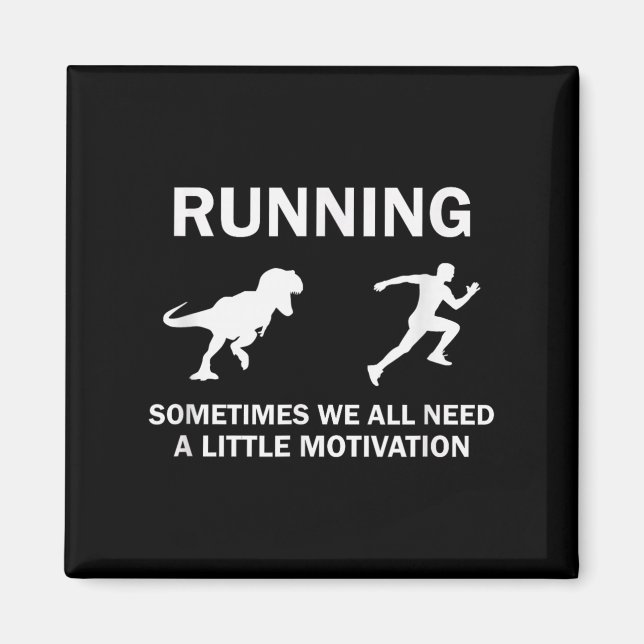 Aimant Running Motivation Raptor Chase Funny Dinosaur  (Devant)