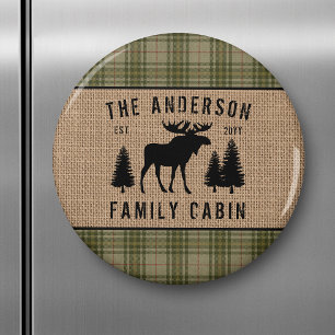 Aimant Russe Cabine de famille Moose Pine Green Plaid Bur