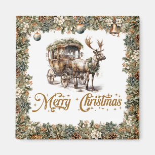 Aimant Russe sage vert couronne faux or Reindeer