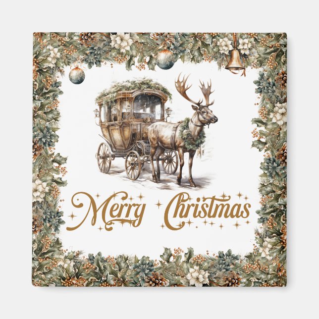 Aimant Russe sage vert couronne faux or Reindeer (Devant)