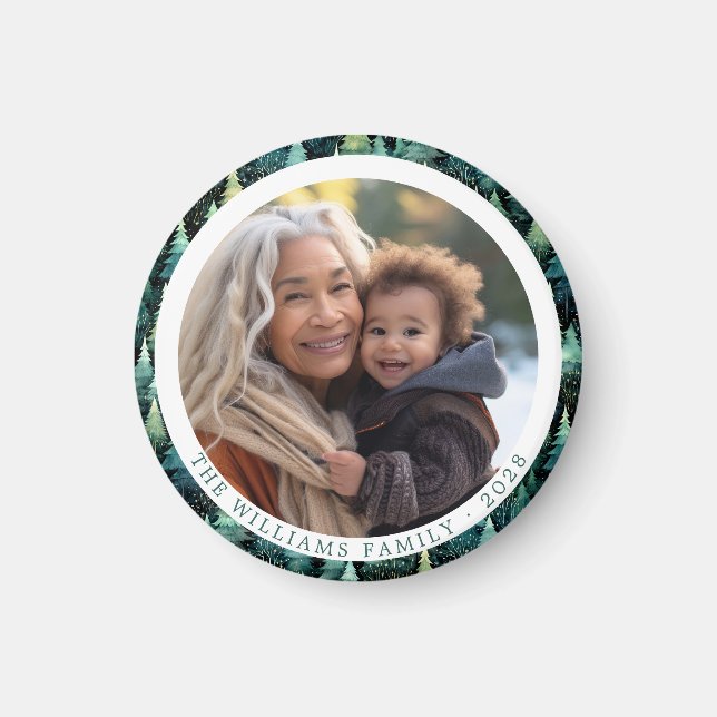 Aimant Russe Woodland Famille de Noël Photo (Devant)