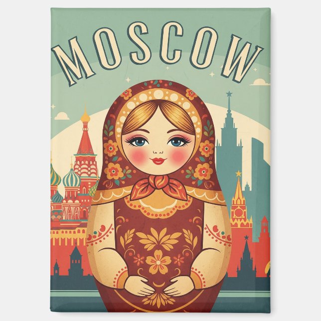 Aimant Russie Moscou Matroyshka Poupée Voyage (Recto)