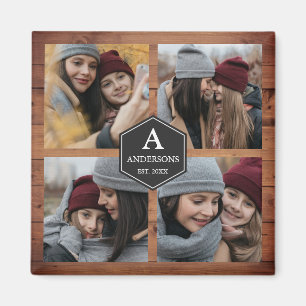 Aimant Rustic Barn Wood 4 Pictures Family Photo Collage