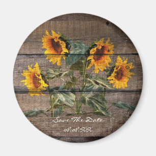Aimant Rustic Barn Wood Sunflower