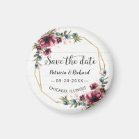 Rustic Chic Burgundy Floral Wedding Save The Date