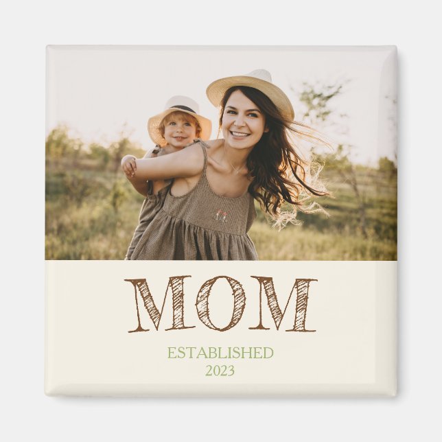 Aimant Rustic Established Mom Name Year Gift (Devant)