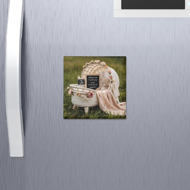 Aimant Rustic Neutral pregnancy announcement keepsake  (Créateur téléchargé)