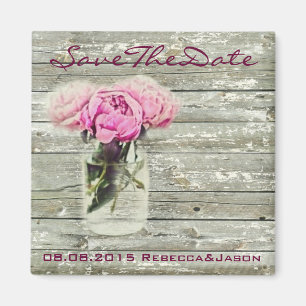 Aimant rustic rose mason jar wedding save the date