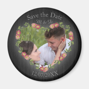 Aimant Rustique Bois Floral Heart Photo