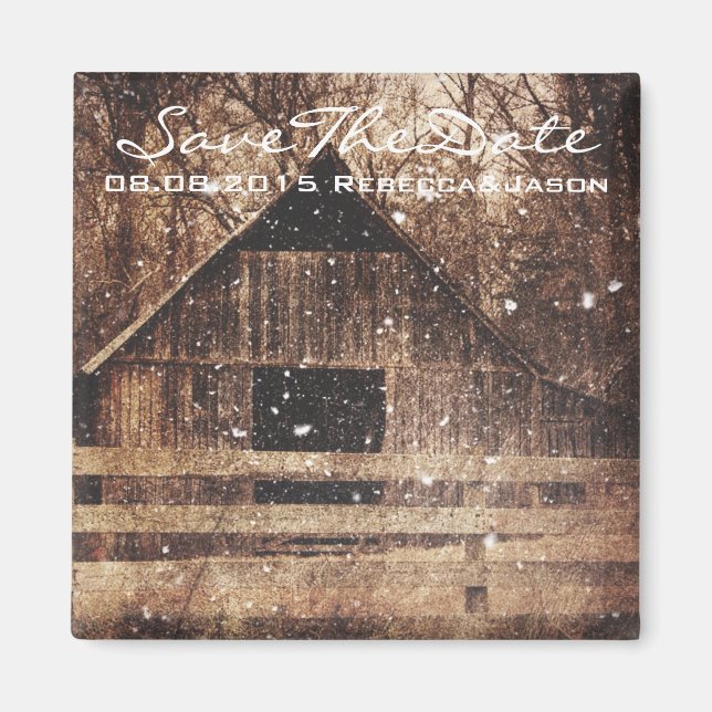 Aimant rustique ouest pays grange d'hiver mariage (Devant)