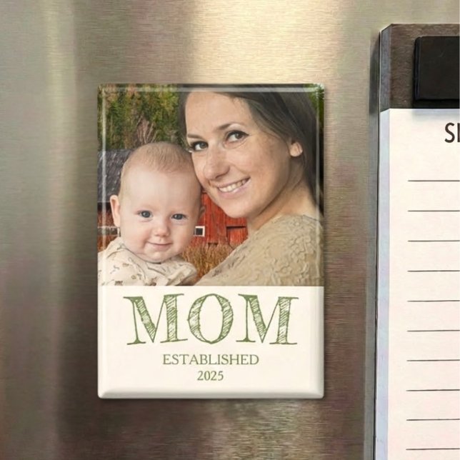 Aimant Rustique Personnaliser Nom Année Etablie Maman Cad (Créateur téléchargé)