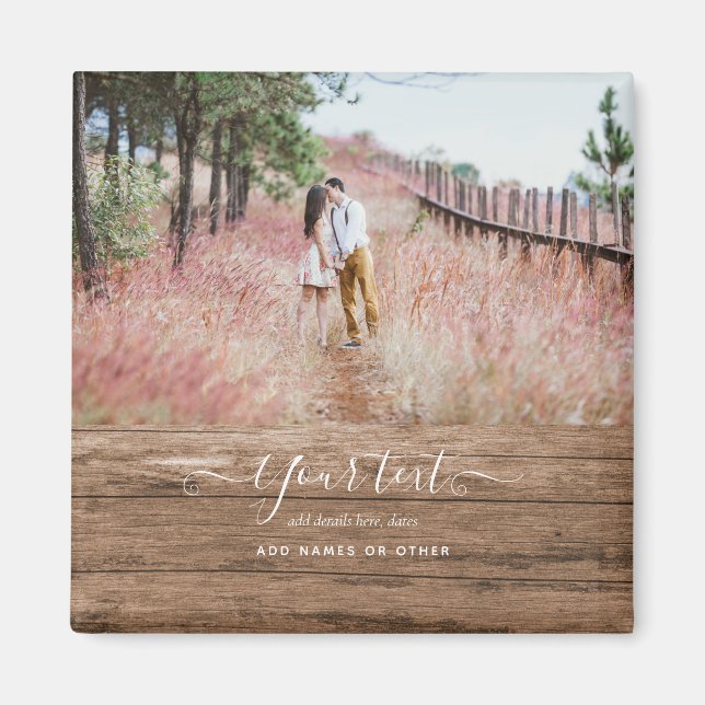 Aimant Rustique PHOTO COLLAGE Cadeau Texte personnalisé U (Devant)