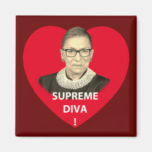 Aimant Ruth Bader Ginsburg Diva Suprême teintée Coeur Rou