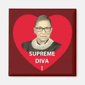 Aimant Ruth Bader Ginsburg Diva Suprême teintée Coeur Rou