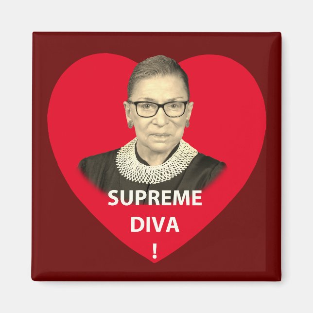 Aimant Ruth Bader Ginsburg Diva Suprême teintée Coeur Rou (Devant)
