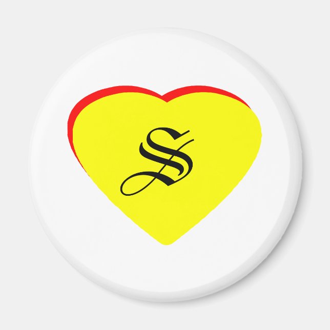 Aimant "S" Cœur Invitation de Mariage Jaune Rouge Le MUSE (Devant)