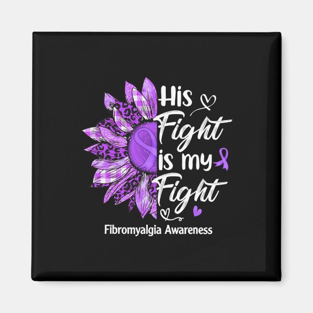 Aimant Sa Lutte Est Ma Lutte Tournesol Fibromyalgie Aware (Devant)