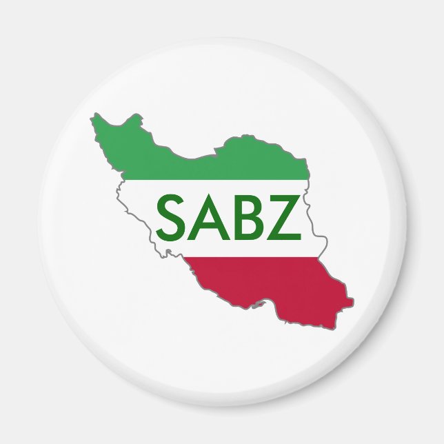 Aimant "SABZ" Carte du drapeau iranien (Devant)