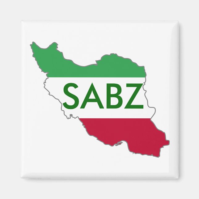 Aimant "SABZ" Drapeau de l'Iran Carte (Devant)