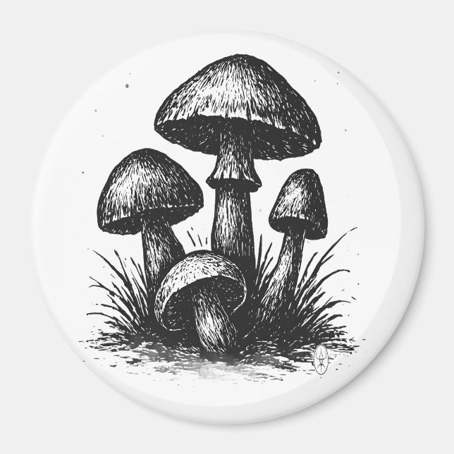 Aimant Sac à Tote de Grappes de Champignons Dessinés à l' (Devant)
