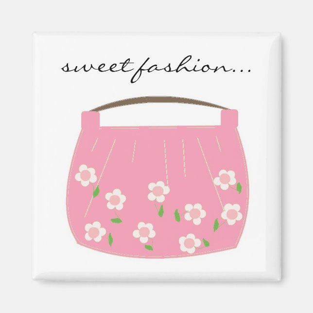 Aimant Sac floral rose (Devant)