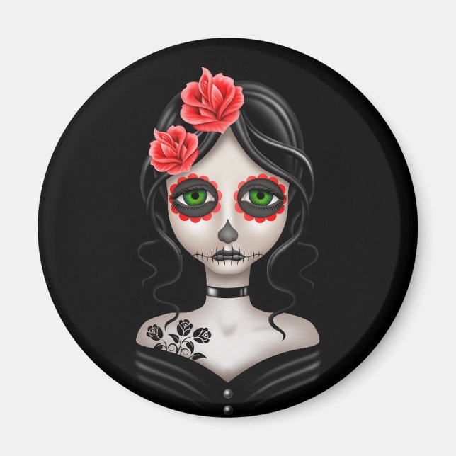 Aimant Sad Day of the Dead Girl on Black (Devant)