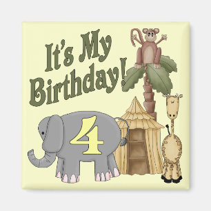 Aimant Safari de 4ème anniversaire