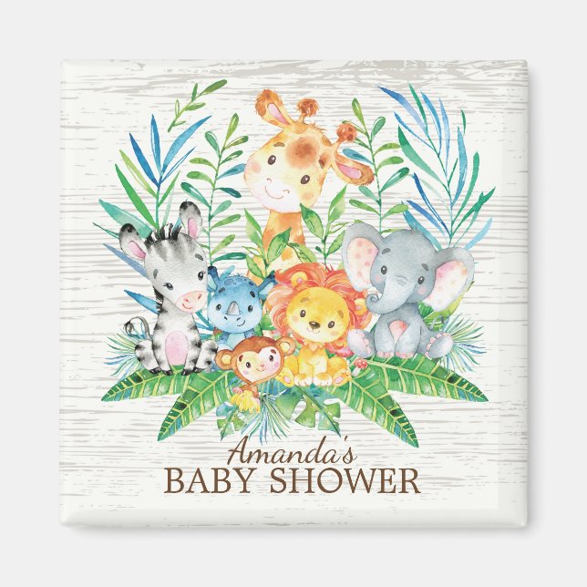 Aimant Safari Jungle Baby shower Favoriser l'aimant (Devant)