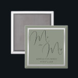 Aimant Sage et Mariage argenté sophistiqués<br><div class="desc">Belle saveur sophistiquée et couleur argent mariage de couleur magnet faveur. Couleur sage et argent tendance pour votre journée spéciale. Couleurs romantiques et à la mode pour les mariages. Joli arrière - plan sage avec une bordure argentée brillante. Invitation unique, chic et classe, adaptée à toute saison. Tout le texte,...</div>