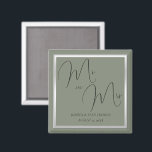 Aimant Sage et Mariage argenté sophistiqués<br><div class="desc">Belle saveur sophistiquée et couleur argent mariage de couleur magnet faveur. Couleur sage et argent tendance pour votre journée spéciale. Couleurs romantiques et à la mode pour les mariages. Joli arrière - plan sage avec une bordure argentée brillante. Invitation unique, chic et classe, adaptée à toute saison. Tout le texte,...</div>