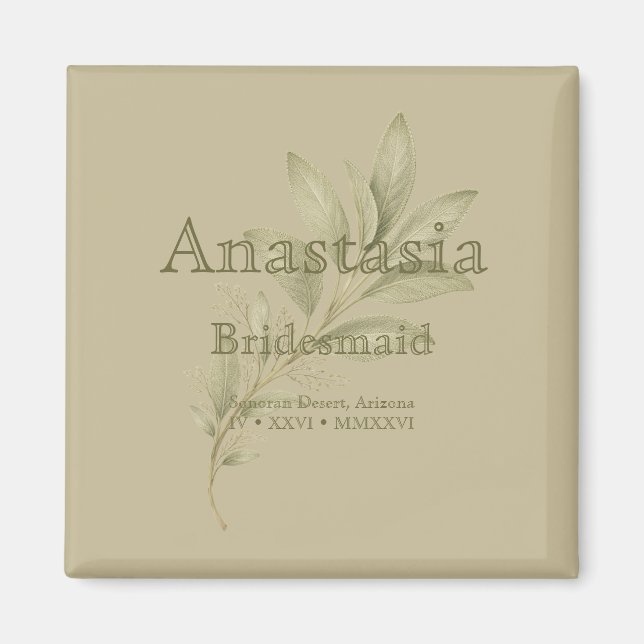 Aimant Sage Personalized Bridesmaid Shot Glass (Devant)